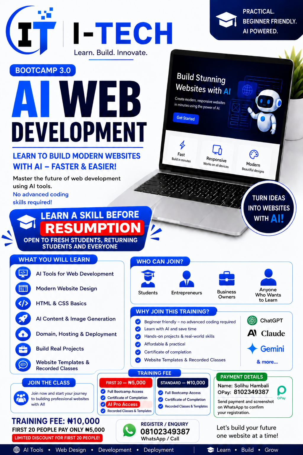I-TECH Bootcamp 3.0 promotional flyer
